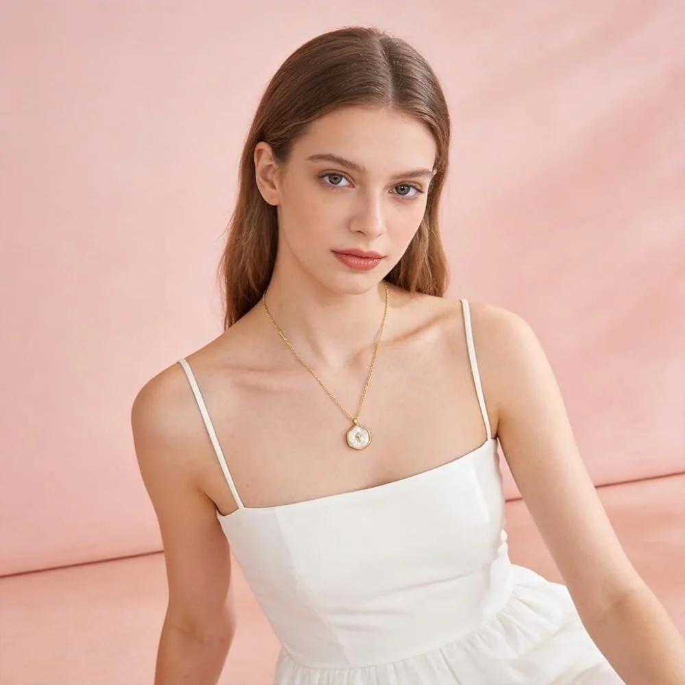 14K Gold Plated Cross Necklace With Pearl Accent - Picture 4 of 4